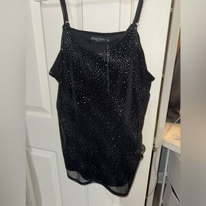 NWT Sz XL Black Knapp Studio rhinestone, flowy, formal sleeveless top.